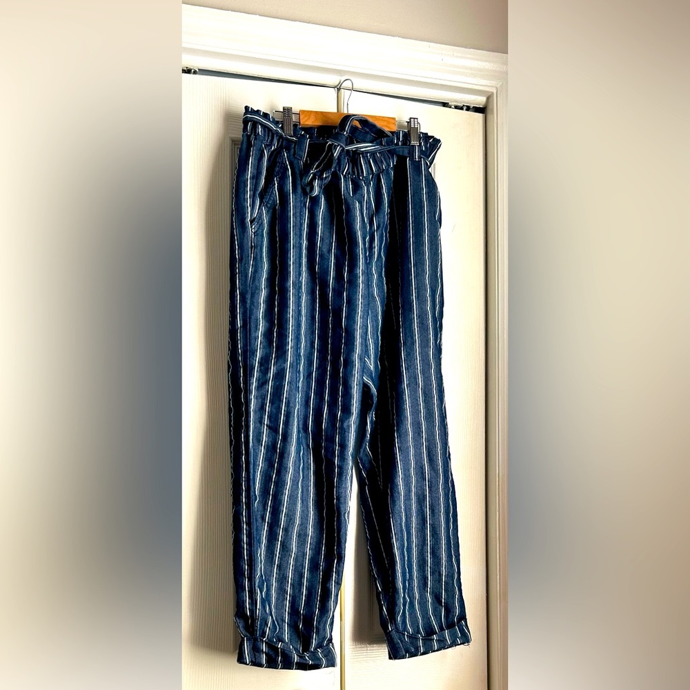 Striped chambray pants
